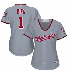 Women's Majestic Washington Nationals #1 Wilmer Difo Authentic Grey Road Cool Base MLB Jersey