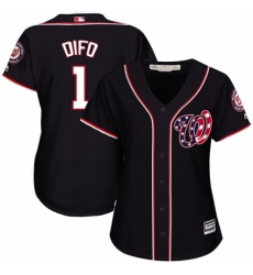 Women's Majestic Washington Nationals #1 Wilmer Difo Replica Navy Blue Alternate 2 Cool Base MLB Jersey