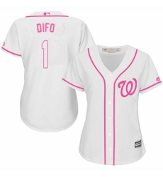 Women's Majestic Washington Nationals #1 Wilmer Difo Replica White Fashion Cool Base MLB Jersey