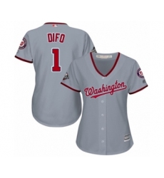 Women's Washington Nationals #1 Wilmer Difo Authentic Grey Road Cool Base 2019 World Series Bound Baseball Jersey