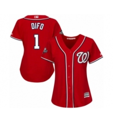 Women's Washington Nationals #1 Wilmer Difo Authentic Red Alternate 1 Cool Base 2019 World Series Bound Baseball Jersey