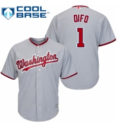 Youth Majestic Washington Nationals #1 Wilmer Difo Authentic Grey Road Cool Base MLB Jersey
