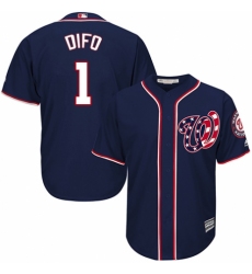Youth Majestic Washington Nationals #1 Wilmer Difo Authentic Navy Blue Alternate 2 Cool Base MLB Jersey