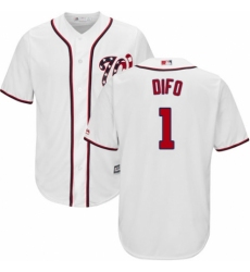 Youth Majestic Washington Nationals #1 Wilmer Difo Replica White Home Cool Base MLB Jersey