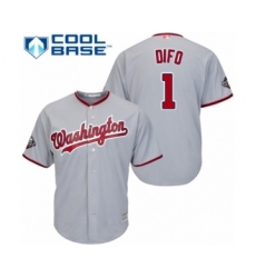 Youth Washington Nationals #1 Wilmer Difo Authentic Grey Road Cool Base 2019 World Series Bound Baseball Jersey