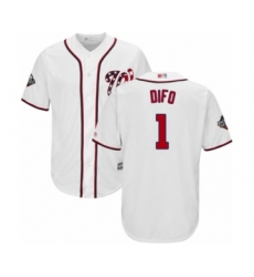 Youth Washington Nationals #1 Wilmer Difo Authentic White Home Cool Base 2019 World Series Bound Baseball Jersey