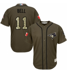 Men's Majestic Toronto Blue Jays #11 George Bell Authentic Green Salute to Service MLB Jersey
