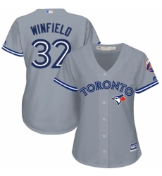 Women's Majestic Toronto Blue Jays #32 Dave Winfield Replica Grey Road MLB Jersey