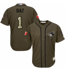 Men's Majestic Toronto Blue Jays #1 Aledmys Diaz Authentic Green Salute to Service MLB Jersey