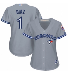 Women's Majestic Toronto Blue Jays #1 Aledmys Diaz Authentic Grey Road MLB Jersey
