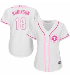 Women's Majestic Texas Rangers #18 Drew Robinson Authentic White Fashion Cool Base MLB Jersey