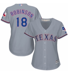 Women's Majestic Texas Rangers #18 Drew Robinson Replica Grey Road Cool Base MLB Jersey