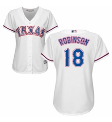 Women's Majestic Texas Rangers #18 Drew Robinson Replica White Home Cool Base MLB Jersey