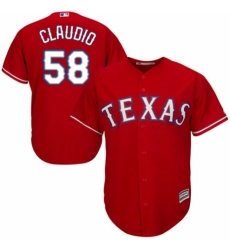 Youth Majestic Texas Rangers #58 Alex Claudio Authentic Red Alternate Cool Base MLB Jersey