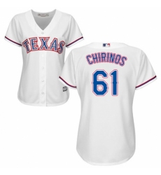 Women's Majestic Texas Rangers #61 Robinson Chirinos Authentic White Home Cool Base MLB Jersey