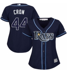 Women's Majestic Tampa Bay Rays #44 C. J. Cron Authentic Navy Blue Alternate Cool Base MLB Jersey