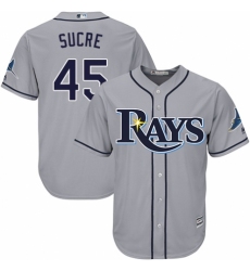 Men's Majestic Tampa Bay Rays #45 Jesus Sucre Replica Grey Road Cool Base MLB Jersey