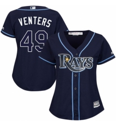 Women's Majestic Tampa Bay Rays #49 Jonny Venters Replica Navy Blue Alternate Cool Base MLB Jersey
