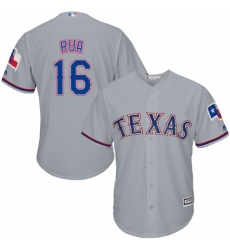 Men's Majestic Texas Rangers #16 Ryan Rua Replica Grey Road Cool Base MLB Jersey