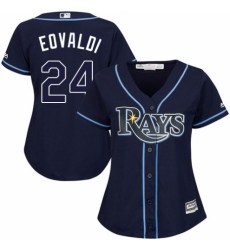Women's Majestic Tampa Bay Rays #24 Nathan Eovaldi Replica Navy Blue Alternate Cool Base MLB Jersey