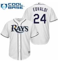 Youth Majestic Tampa Bay Rays #24 Nathan Eovaldi Replica White Home Cool Base MLB Jersey