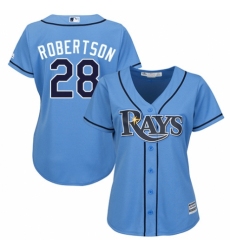 Women's Majestic Tampa Bay Rays #28 Daniel Robertson Authentic Light Blue Alternate 2 Cool Base MLB Jersey