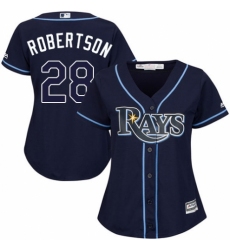 Women's Majestic Tampa Bay Rays #28 Daniel Robertson Replica Navy Blue Alternate Cool Base MLB Jersey