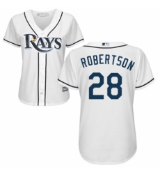 Women's Majestic Tampa Bay Rays #28 Daniel Robertson Replica White Home Cool Base MLB Jersey