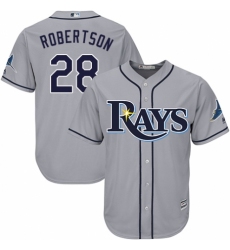 Youth Majestic Tampa Bay Rays #28 Daniel Robertson Authentic Grey Road Cool Base MLB Jersey