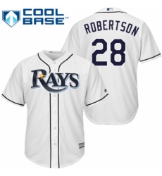 Youth Majestic Tampa Bay Rays #28 Daniel Robertson Authentic White Home Cool Base MLB Jersey