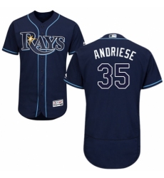 Men's Majestic Tampa Bay Rays #35 Matt Andriese Navy Blue Alternate Flex Base Authentic Collection MLB Jersey