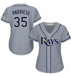 Women's Majestic Tampa Bay Rays #35 Matt Andriese Authentic Grey Road Cool Base MLB Jersey