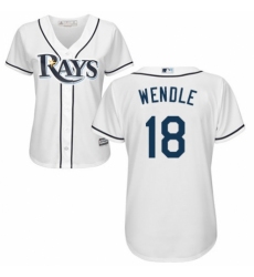 Women's Majestic Tampa Bay Rays #18 Joey Wendle Replica White Home Cool Base MLB Jersey
