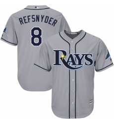 Men's Majestic Tampa Bay Rays #8 Rob Refsnyder Replica Grey Road Cool Base MLB Jersey