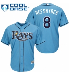 Men's Majestic Tampa Bay Rays #8 Rob Refsnyder Replica Light Blue Alternate 2 Cool Base MLB Jersey