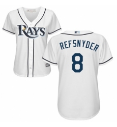 Women's Majestic Tampa Bay Rays #8 Rob Refsnyder Authentic White Home Cool Base MLB Jersey