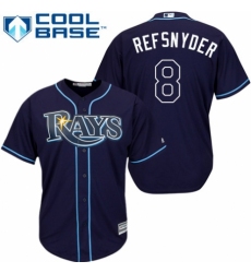 Youth Majestic Tampa Bay Rays #8 Rob Refsnyder Authentic Navy Blue Alternate Cool Base MLB Jersey