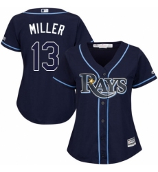 Women's Majestic Tampa Bay Rays #13 Brad Miller Replica Navy Blue Alternate Cool Base MLB Jersey