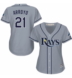 Women's Majestic Tampa Bay Rays #21 Christian Arroyo Replica Grey Road Cool Base MLB Jersey