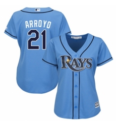 Women's Majestic Tampa Bay Rays #21 Christian Arroyo Replica Light Blue Alternate 2 Cool Base MLB Jersey