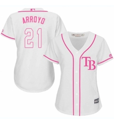 Women's Majestic Tampa Bay Rays #21 Christian Arroyo Replica White Fashion Cool Base MLB Jersey