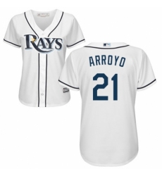Women's Majestic Tampa Bay Rays #21 Christian Arroyo Replica White Home Cool Base MLB Jersey