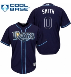 Youth Majestic Tampa Bay Rays #0 Mallex Smith Authentic Navy Blue Alternate Cool Base MLB Jersey