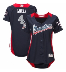 Women's Majestic Tampa Bay Rays #4 Blake Snell Game Navy Blue American League 2018 MLB All-Star MLB Jersey