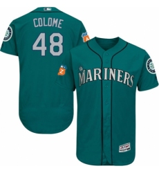 Men's Majestic Seattle Mariners #48 Alex Colome Teal Green Alternate Flex Base Authentic Collection MLB Jersey
