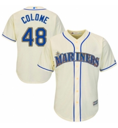 Youth Majestic Seattle Mariners #48 Alex Colome Authentic Cream Alternate Cool Base MLB Jersey