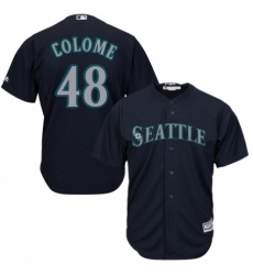 Youth Majestic Seattle Mariners #48 Alex Colome Replica Navy Blue Alternate 2 Cool Base MLB Jersey