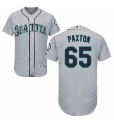 Men's Majestic Seattle Mariners #65 James Paxton Grey Road Flex Base Authentic Collection MLB Jersey