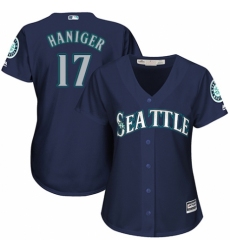 Women's Majestic Seattle Mariners #17 Mitch Haniger Authentic Navy Blue Alternate 2 Cool Base MLB Jersey
