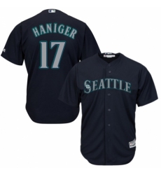 Youth Majestic Seattle Mariners #17 Mitch Haniger Authentic Navy Blue Alternate 2 Cool Base MLB Jersey
